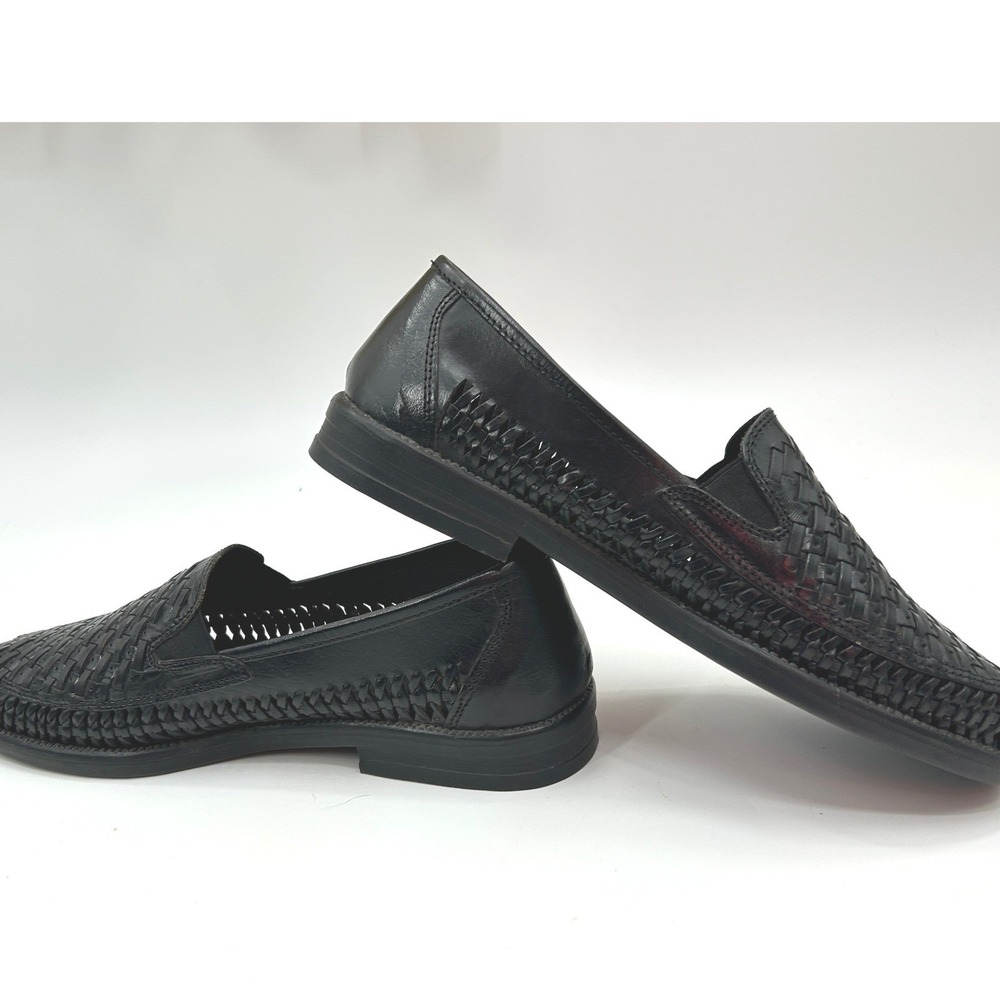Botany 500 Woven Leather Loafers Mens 8.5W Black Basket Weave Slip On - Picture 9 of 12